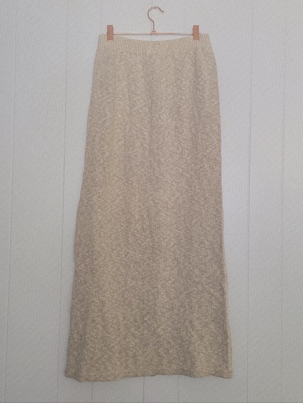 NWT Tivoli Cotton & Linen Maxi Column Sweater Skirt Cream Neutral Knit M/L